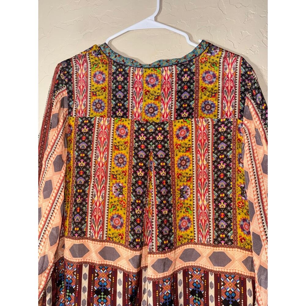 Anthropologie Tanvi Kedia boho long sleeve abstract mixed media tunic dress - Picture 9 of 11